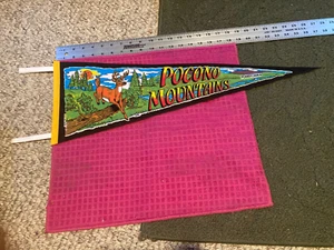 VTG Pocono Mountains Pennsylvania SOUVENIR Banner PENNANT Deer BUCK - Ship Fast - Bild 1 von 4