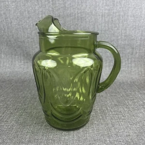 Vintage Anchor Hocking Tulip Green Glass Pitcher - Picture 1 of 7