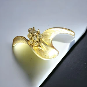 Art Deco Brosche goldfarben und Strass (A107) - Bild 1 von 5