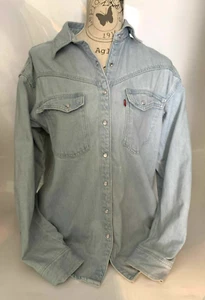 Camisa Levi's Denim Azul Para Hombre Pequeña Ajuste Estándar Perla Botón a Presión - Manga L - Imagen 1 de 9