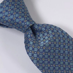 JOS A BANK RESERVE Men's 100% Silk Necktie, Color Blue With Geometric Pattern - Picture 1 of 11
