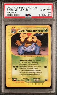 2003 POKEMON BEST OF GAME PROMO #7 DARK VENUSAUR PROMO PSA 10 - Image 1 of 2
