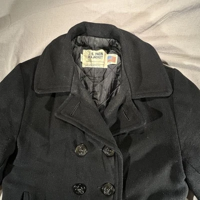 Schott U.S.740N Pea Coat Jacket Men's Wool Made in USA Navy Size 36 Pre-Owned - Image 1 of 4