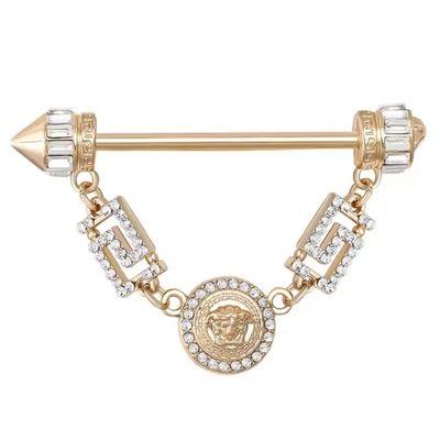 Halloween Luxury Gold Medusa Brooch Pin Crystal Lapel Pin Vintage Jewelry Gift - Image 1 of 4