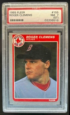 1985 Fleer Roger Clemens дебютант RC #155 Red Sox PSA 7 (ST) треснутый - Изображение 1 из 2