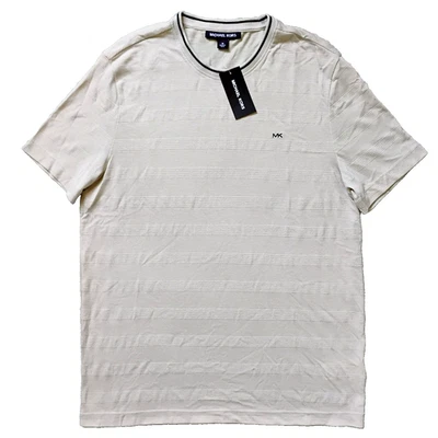 NUEVO CON ETIQUETAS M Michael Kors Para hombres Bronceado Rayas Horizontales Crew Camiseta Manga Corta NUEVA Foto 1 de 4