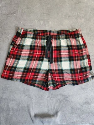 Old Navy Women's Flannel Pajama Shorts plaid Red White Size Large Tall  Soft - Image 1 of 4