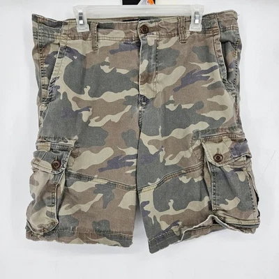 Pantalones Cortos Carga American Eagle Para Hombre 36 Marrón Verde Camuflaje Extrema Flexibilidad Exterior Foto 1 de 4