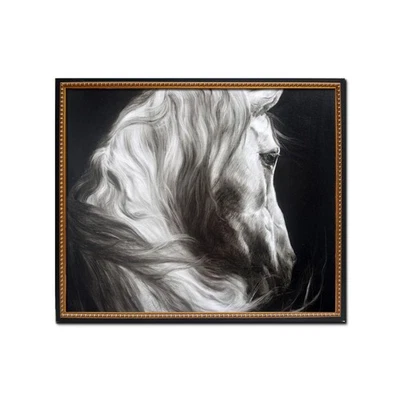 Arte en lienzo enmarcado pared decoración del hogar animal blanco negro caballo impresión giclee pintura Foto 1 de 4