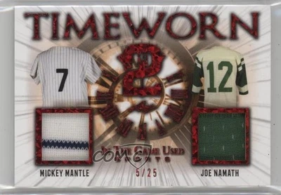 2022 Leaf ITG Б/у Sports Timeworn 2 Красный Узор /25 Микки Мэнтл Джо Намат - Изображение 1 из 2