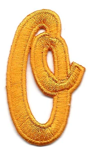 SCRIPT LETTERS - Golden Yellow Script  2" Letter "O" - Iron On Embroidered Patch - Picture 1 of 1