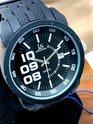 Joshua & Sons Reloj Hombre JS63BK Cuarzo Blanco Esfera Negra Banda Goma 46mm Foto 1 de 4