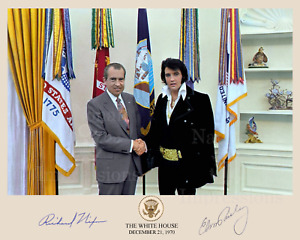 Richard Nixon Elvis Presley White House Oval Office Meeting 8x10 Photo Signed CL