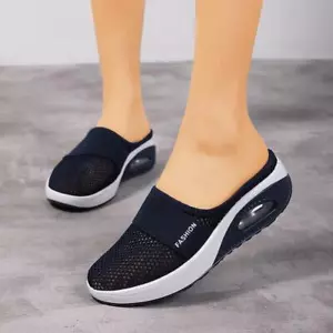 Air Cushion Slip-on Women Walking Shoes Orthopedic Diabetic Ladies Platform Mule - Picture 1 of 32