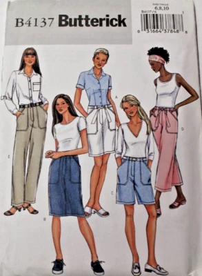 Butterick 4137 Misses Skirt, Shorts, Pants & Belt Sewing Pattern 6-8-10 Uncut - Image 1 of 2