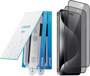 Anker 2 Pack for iPhone 15 Pro max Privacy Screen Protector, Anti-Spy HD Tempere - Picture 1 of 7