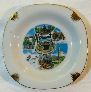 Vintage Vermont The Green Mountain State Ashtray Queechee Barre Montpelier - Picture 1 of 4