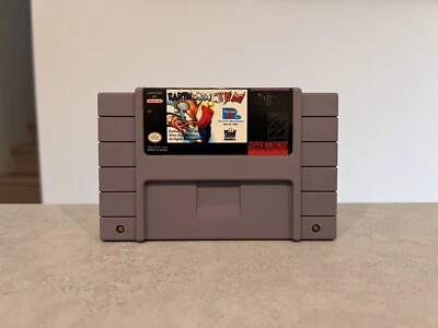 Earthworm Jim  Super Nintendo SNES Video game 1994 90s Authentic Tested Working - Image 1 of 4