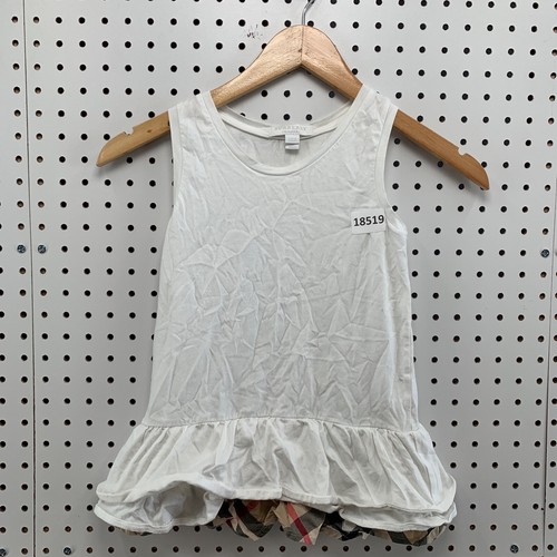 Abito bianco arricciacapelli Burberry per ragazze Nova Check taglia 10Y