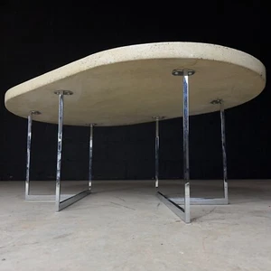 Italienischer ovaler Betontisch mit Chrombeinen und Industriestil  - Bild 1 von 6
