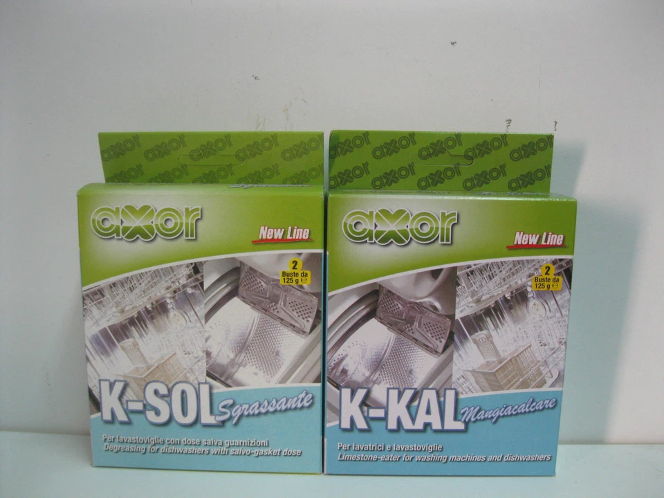 AXOR DECALCIFICANTE + SGRASSANTE PER LAVASTOVIGLIE E LAVATRICI 2 CONFEZIONI