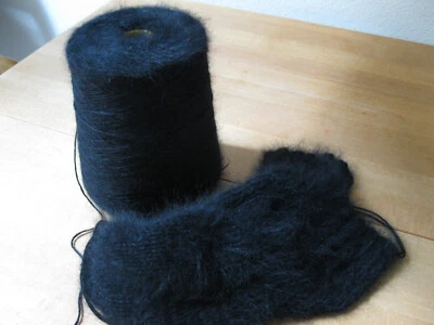 Angora 80% schwarz Hochflausch, 520gr netto (ohne Kone) - Bild 1 von 4