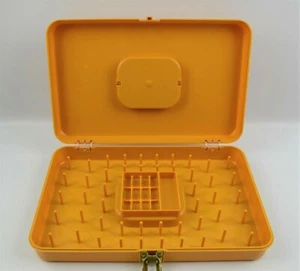Vtg Yellow Wilson Wil-hold Portable Plastic Sewing Thread Kit Box Case 13 x 8 - Picture 1 of 10
