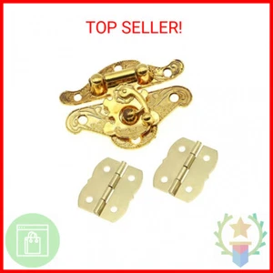 1 Pcs Antique Hasp Latch and 2 Pcs Butterfly-Shape Hinges Decorative Lock Buckle - Picture 1 of 2