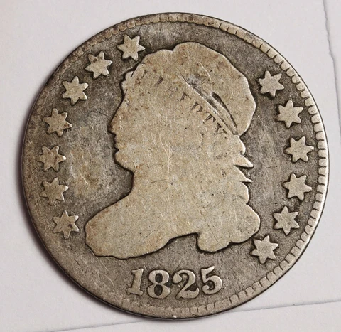 1825 Bust Dime.  "Perfect" VG.  155077 Cover