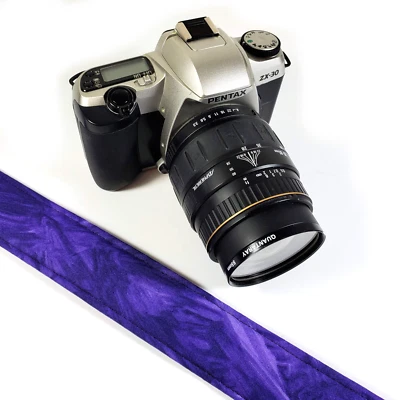 Purple Camera Strap- Purple Batik Camera Strap-Double Padded Comfortable Camera - Image 1 of 4