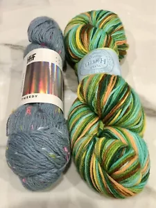 HEDGEHOG FIBRES Blue Tweedy + THREE IRISH GIRLS DK Yarn - Picture 1 of 4