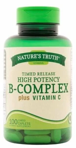 Nature's Truth High Potency Complete B-Complex Plus Vitamin C 100 Caplets 3 Pack - Picture 1 of 4