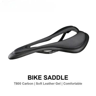 Sillín de bicicleta de gel de cuero suave de carbono para piezas de cubierta de asiento de ciclismo de carretera MTB Foto 1 de 4