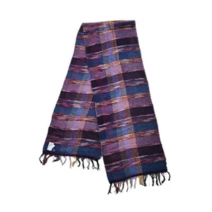 Bufanda Tejida Eco Chal Envoltura Tejido Lana Mohair Acrílico Cuadros OS 76"×12.5" Italia - Imagen 1 de 10