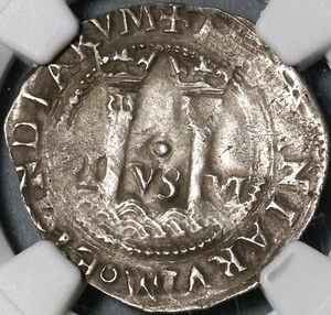 1542 NGC AU 58 Mexico 1 Real Carlos Joanna Silver Reales Coin (21040801C) - Picture 1 of 6
