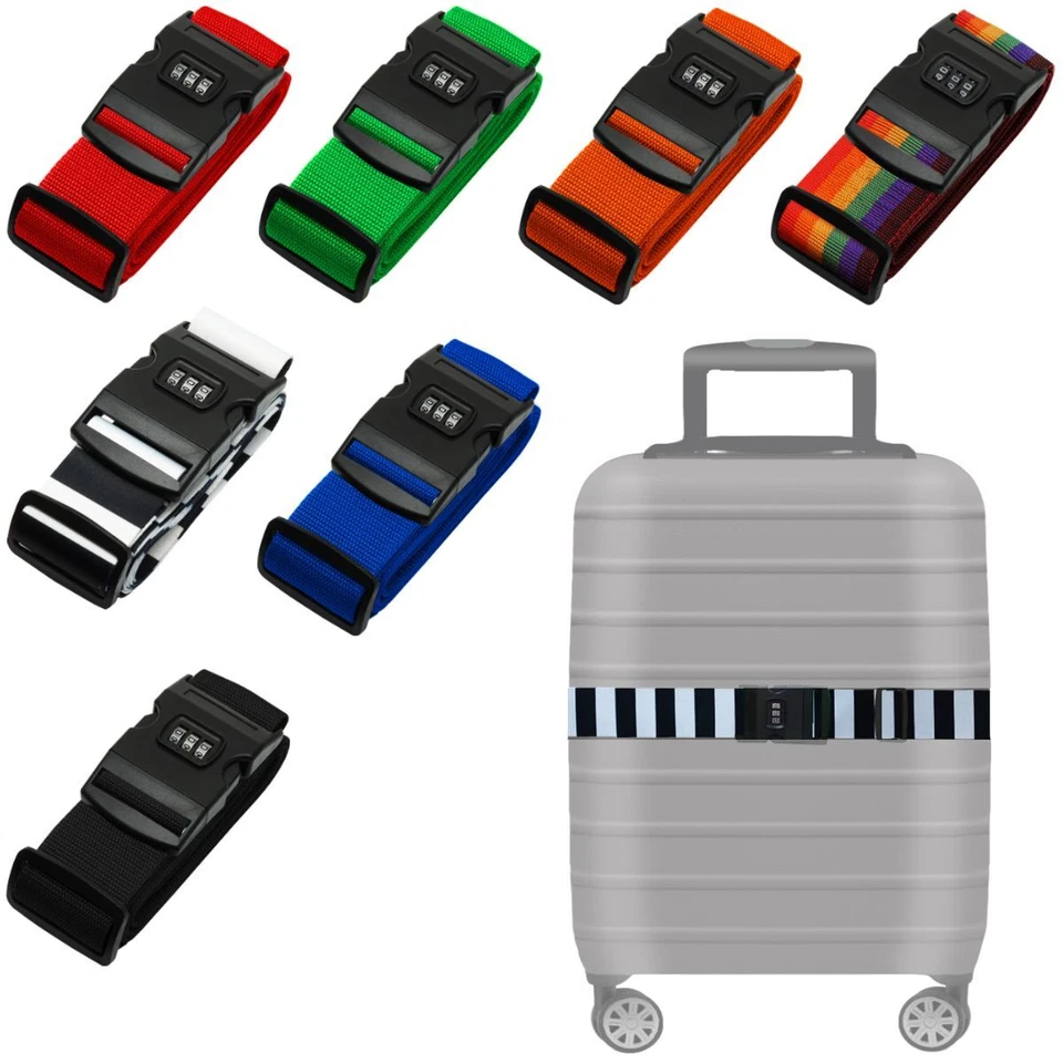 auffälliger Koffergurt Kofferband einfach oder mit Zahlenschloß Gepäckgurt Gurt - Bild 1 von 1