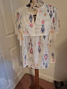Per Una M&S Aztec Print Cotton Blouse Size 14 BNWT RRP £29.50 - Picture 1 of 6