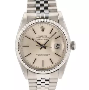 Rolex Datejust Mens Watch 16030 36mm Silver Dial Engine-turned Bezel Jubilee - Picture 1 of 9