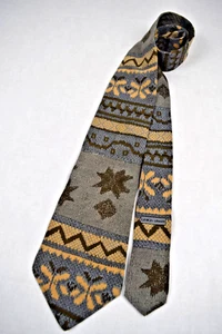 Neck Tie VTG Giorgio Armani 70s 80s Aztec Earth Hieroglyphic Butterfly 55" x 4" - Picture 1 of 7