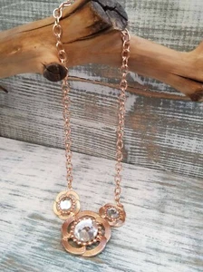 Anthropologie Rose Gold Flower Crystal-Embellished Pendant Necklace - Picture 1 of 2