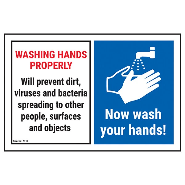 Washing Hands Properly Will Prevent...Now Wash Your Hands! Health & Safety Signs - Image 1 of 1