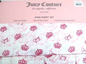 Juicy Couture Marmor Rosa Prinzessin König Krone Diadem Juicy Logo King Blatt Set - Bild 1 von 6