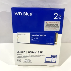 NEW WD BLUE 2TB SN570 NVMe M.2 2280 INTERNAL SSD WDS200T3B0C UPTO 3500 - Afbeelding 1 van 4