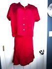 Talbots Womens Size 12 Red 100% Pure Silk Short Sleeve Blouse & Skirt Set Suit L