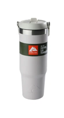 Vaso de acero inoxidable aislado Ozark Trail 30 oz mango giratorio blanco roto bronceado nuevo con etiquetas Foto 1 de 3