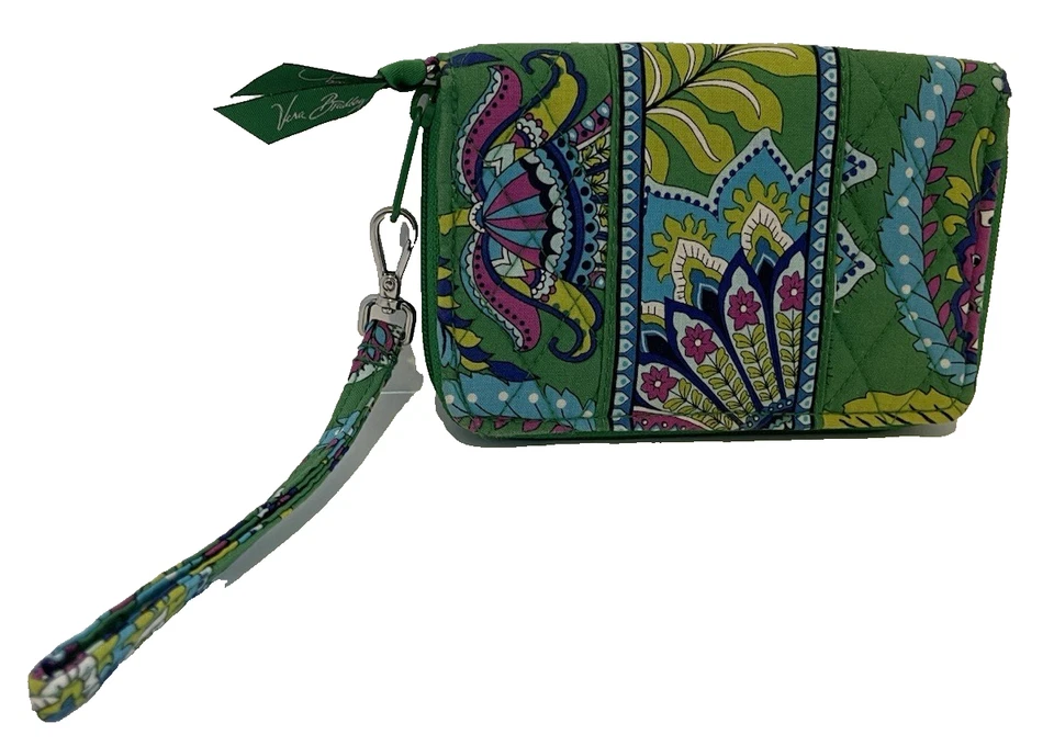 Cartera y muñeca VERA BRADLEY con cremallera alrededor - verde cachemira esmeralda Foto 1 de 4