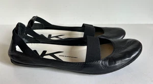 AK Anne Klein Sport AK7 SABA Soft Leather Black Ballet Flat Shoes Size 9M HTF - Picture 1 of 8