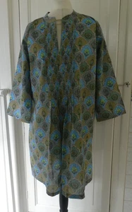 Brandneu mit Etikett Koyafabs blau grün Paisley 3/4 Ärmel Tunika Top XXL/UK 18 20 22 - 48 Zoll - Bild 1 von 5