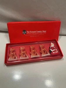 The Vermont Country Store Weihnachtsmann und Rentier Kerzen Set 5 Handarbeit Weihnachten - Bild 1 von 7