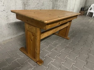 Massiv-Natur- Echtholz- Schreibtisch mitwachsend 120 cm breit - Bild 1 von 16